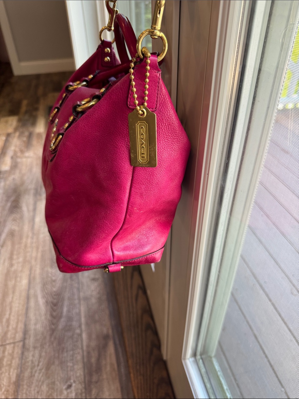 Coach Madison Sabrina hot pink satchel bag purse with matching wallet hangtag - Picture 3 of 14